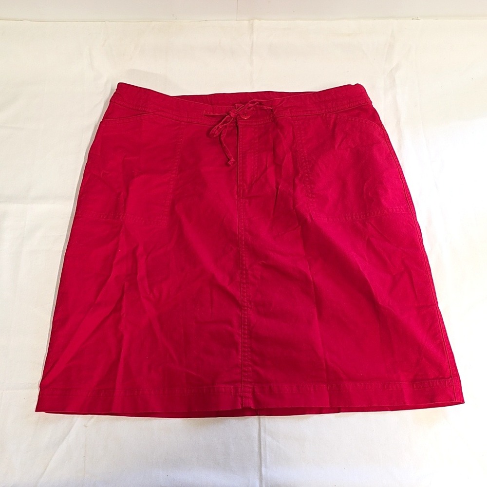 CJ Banks Skirt Women 14W Red Cotton Blend Drawstring Straight Casual Pocket